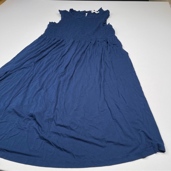 The Nines by Hatch Dress Blue Sleeveless Smocking Maternity Stretchy Comfy Baby - Picture 2 of 12